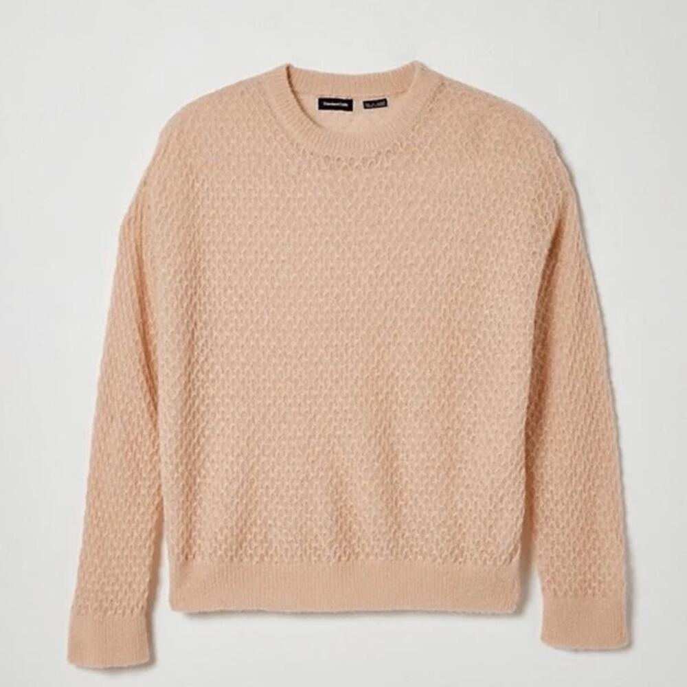 Standard Cloth Sheer Crew Neck Mens Sweater size large Peach Nude Color